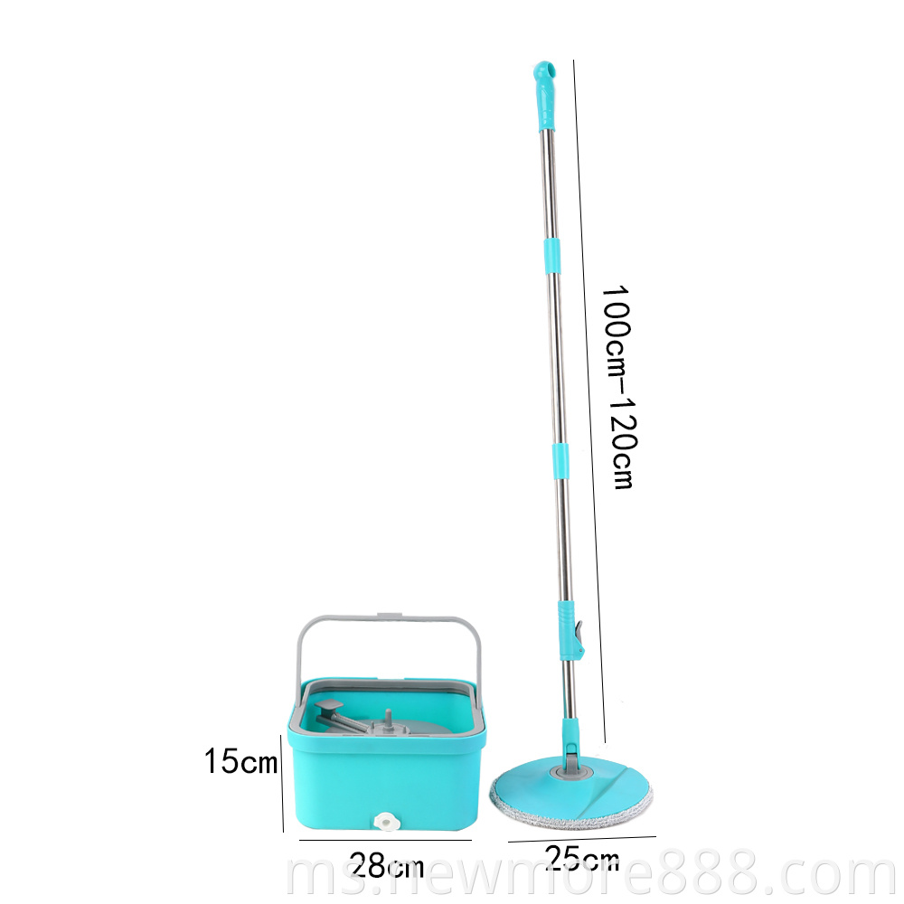 Square Spin Mop Bucket Set With Wringer 2 Refills